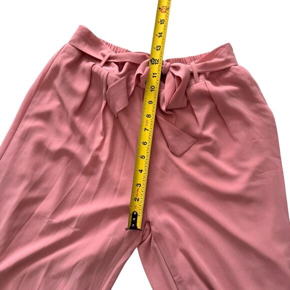 Alexander + David Chiffon Wide Leg Pants Elastic Tie Waist Dusty Rose Size Large - Picture 7 of 9
